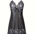 Seductive Sheer Lace Mesh Slip Dress - Alluring Deep V-Neck, Backless Scallop Trim Babydoll - Feminine Womens Lingerie & Underwear