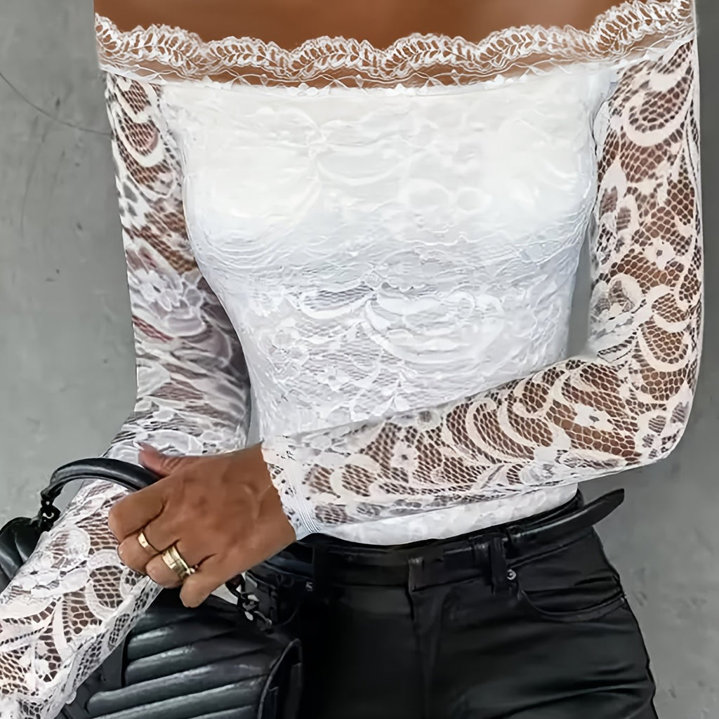 Chic Lace Off Shoulder T-shirt