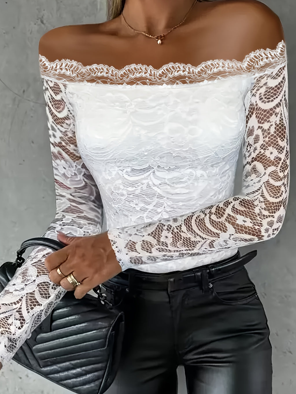 Chic Lace Off Shoulder T-shirt