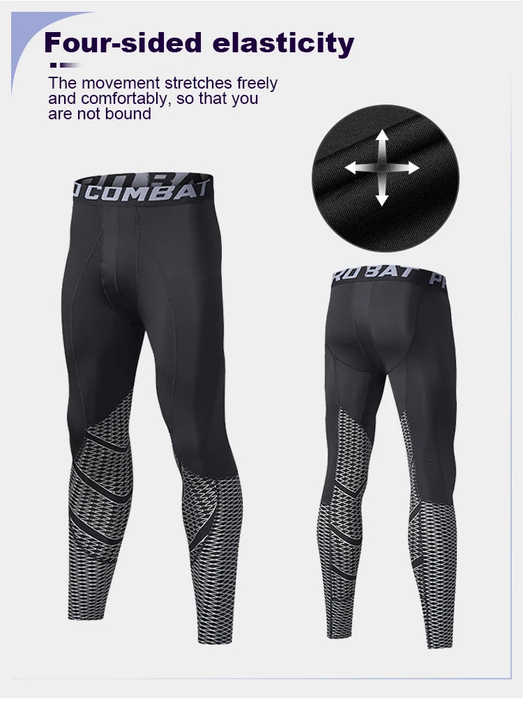 Sports Pants with Knee Pads 3/4 Compression Black Leggings Tights Mens Boys Youth Pants  Football Quick Dry  Workout Leggings