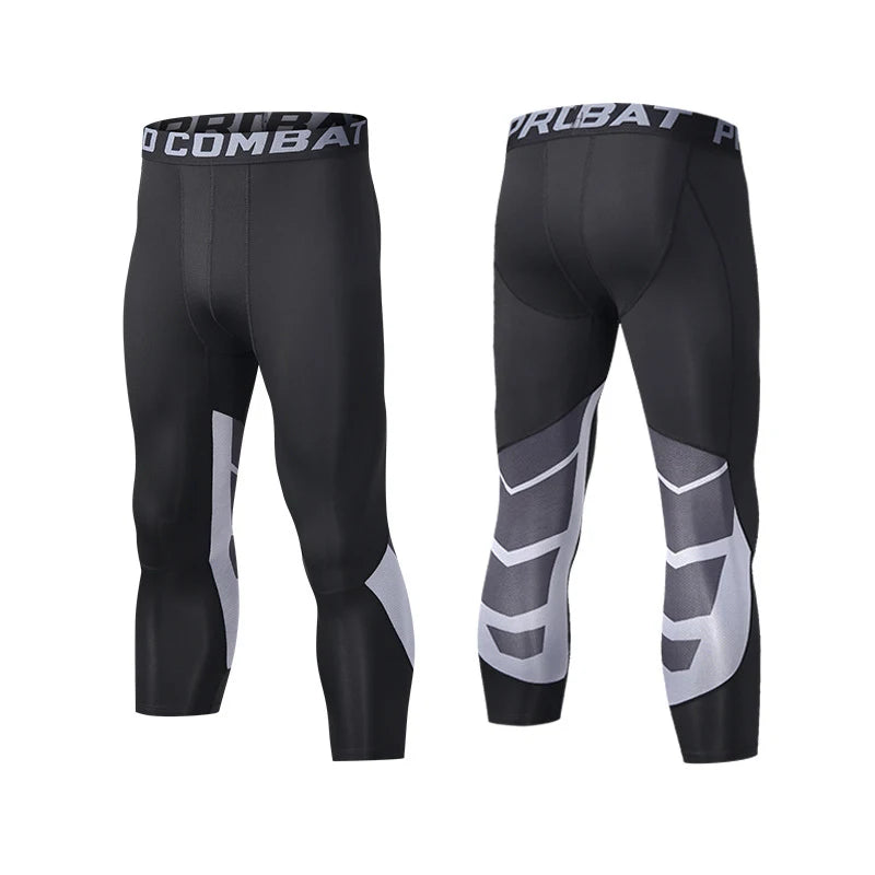 Sports Pants with Knee Pads 3/4 Compression Black Leggings Tights Mens Boys Youth Pants  Football Quick Dry  Workout Leggings