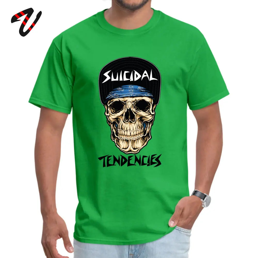 suicidal tendencies skull T-Shirt Normal Sleeve Coupons O-Neck Fabric Tops Shirts Tops & Tees for Men Labor Day