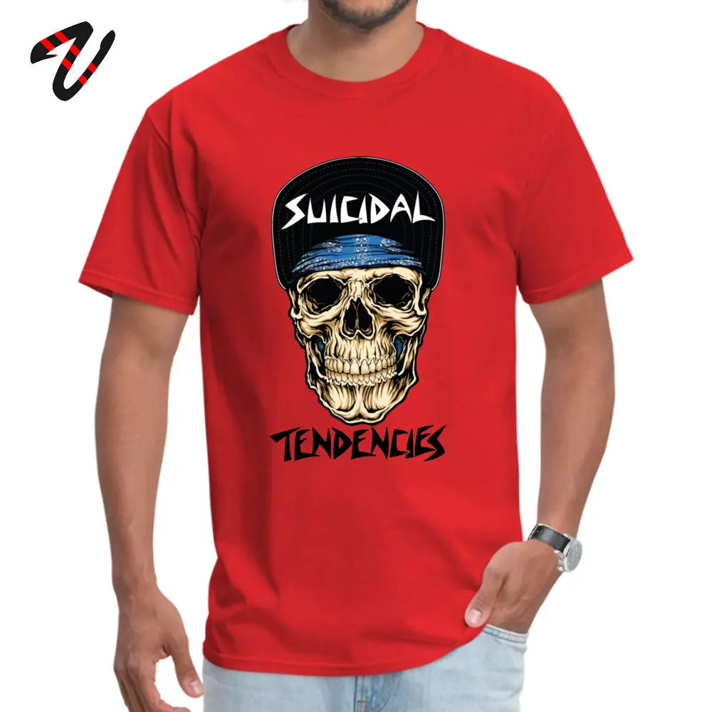 suicidal tendencies skull T-Shirt Normal Sleeve Coupons O-Neck Fabric Tops Shirts Tops & Tees for Men Labor Day