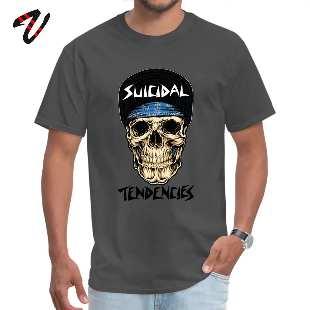 suicidal tendencies skull T-Shirt Normal Sleeve Coupons O-Neck Fabric Tops Shirts Tops & Tees for Men Labor Day