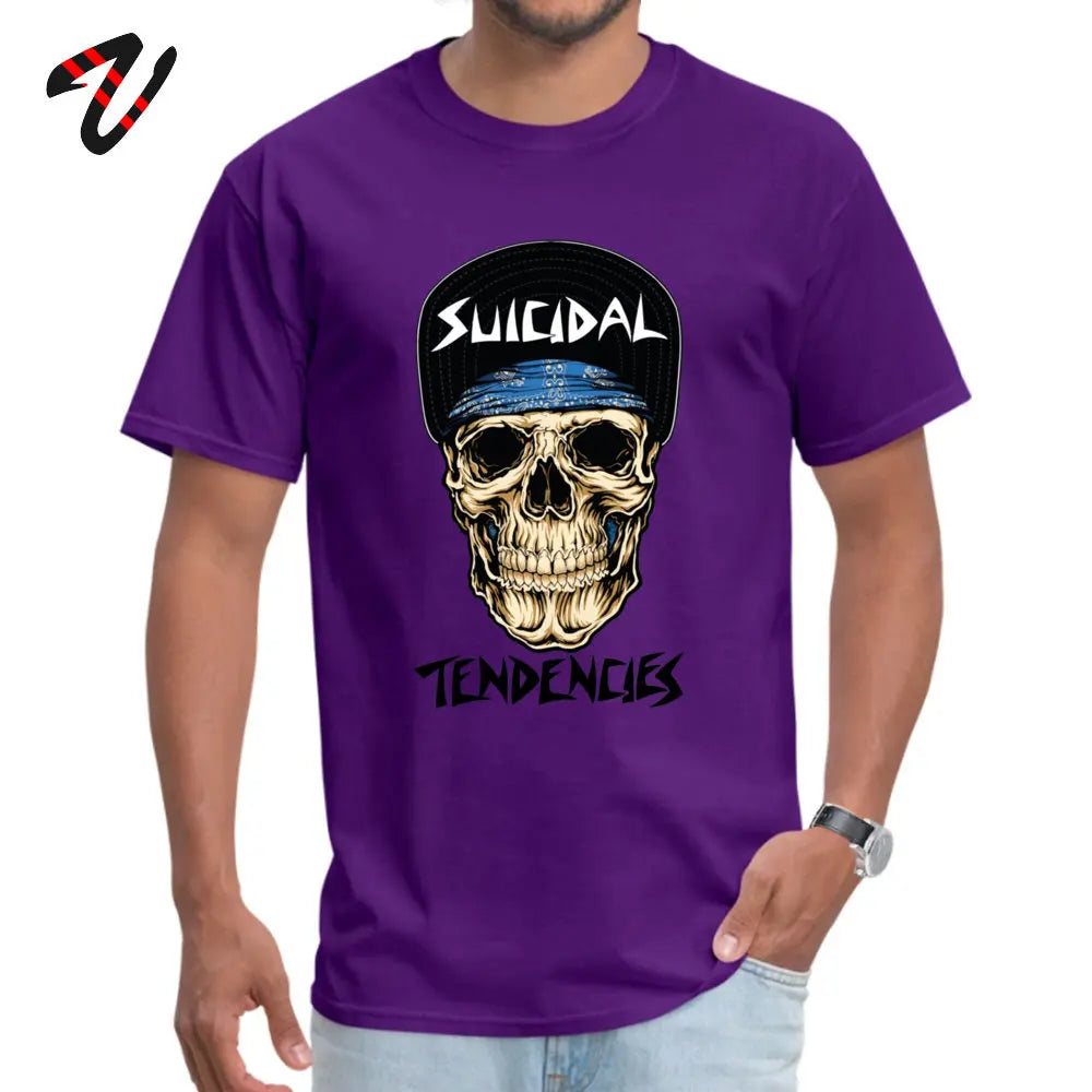 suicidal tendencies skull T-Shirt Normal Sleeve Coupons O-Neck Fabric Tops Shirts Tops & Tees for Men Labor Day