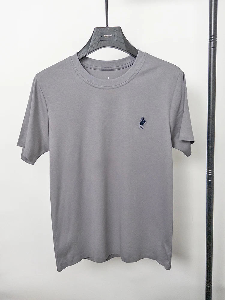 Cotton High End Brand Summer New Short Sleeved T-shirt High Quality Casual men Embroidered Classic Versatile O Neck Korean Top