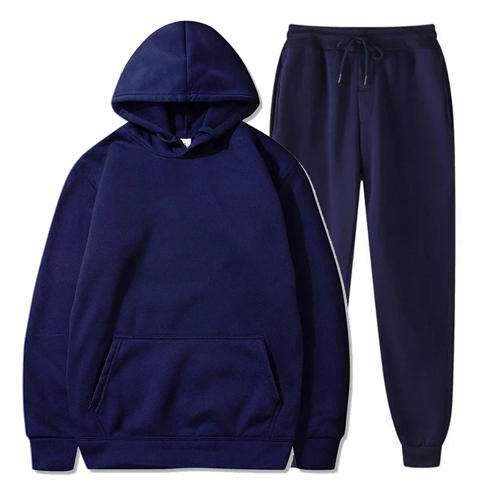 Basic Fleece Hoodies And Sweat Pants Set Men Jogger Wholesale Track Suit Sportswear Tracksuits Unisex Ensemble Jogging Homme