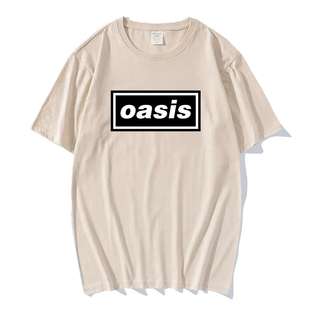 Hip Hop Streetwear Live'25 Oasis-s Band Tshirts Round Neck Cotton Unisex Tee-shirt Summer Casual Graphic Printing T-shirt Male