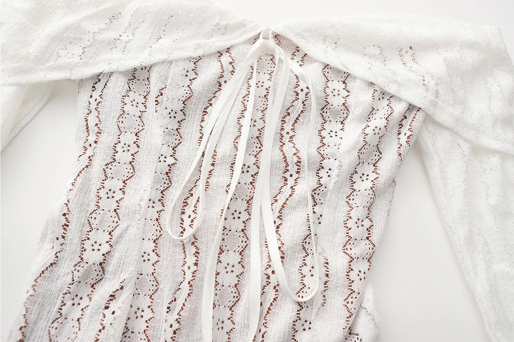 Suninheart White Evening Dresses for Events Red Long Sleeve Lace Elegant Party Dresses