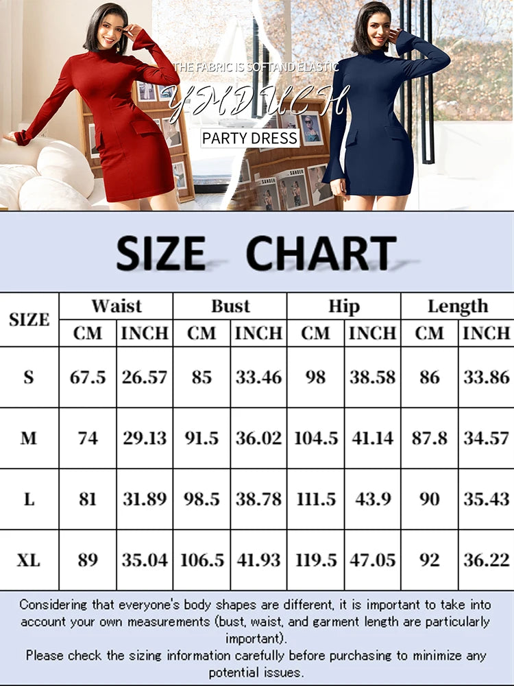 2025 Spring and Summer Fashion Women's Tight Dress with Pockets Long Sleeve Sexy and Stylish Mini Dress for Casual Wear