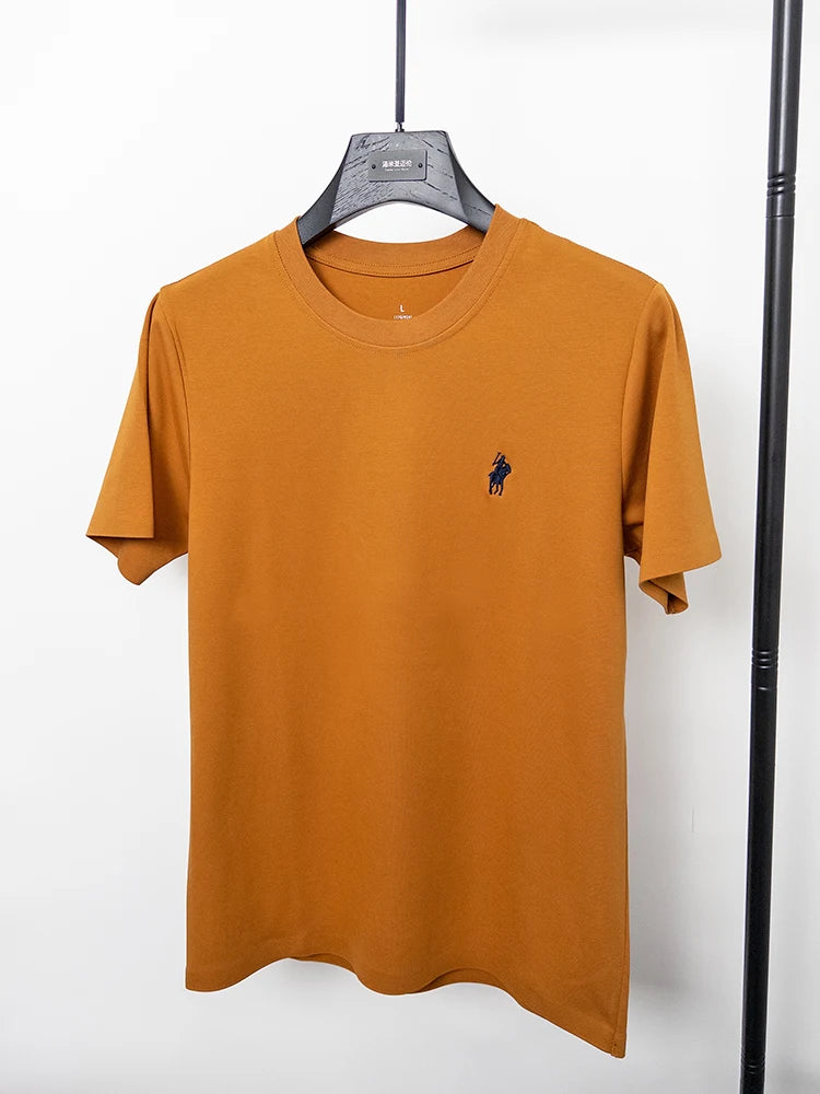 Cotton High End Brand Summer New Short Sleeved T-shirt High Quality Casual men Embroidered Classic Versatile O Neck Korean Top