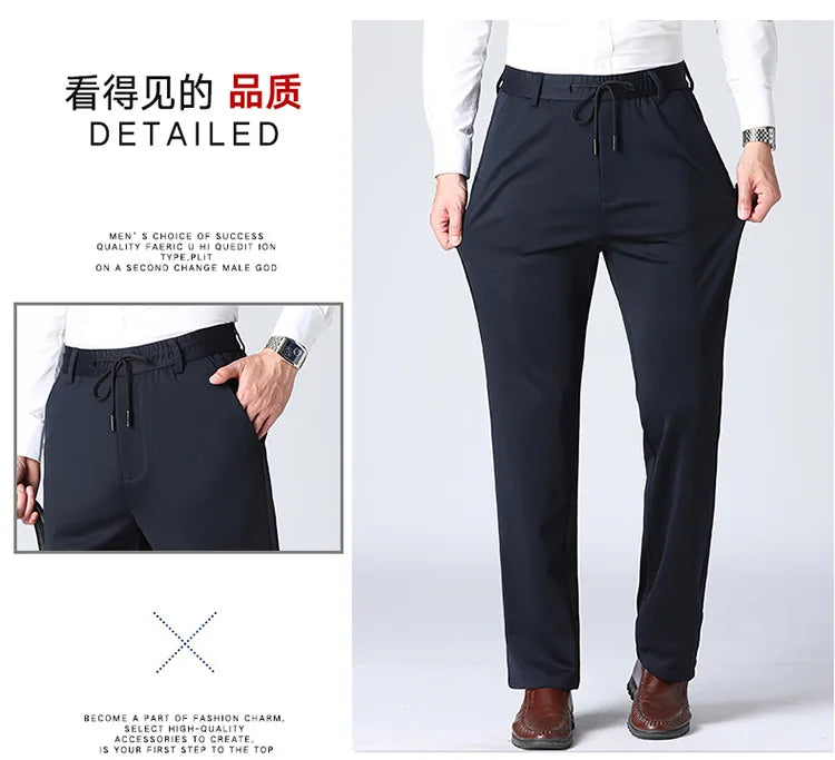 Men's Oversize Business Pants New Elastic Waist Formal Trousers Plus size