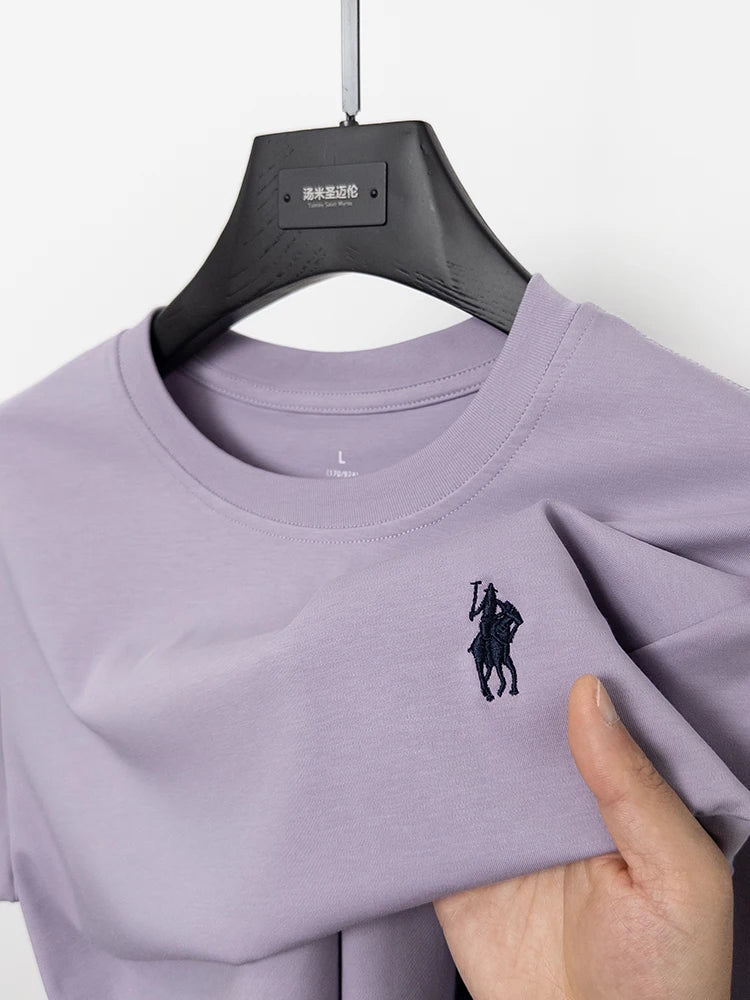 Cotton High End Brand Summer New Short Sleeved T-shirt High Quality Casual men Embroidered Classic Versatile O Neck Korean Top