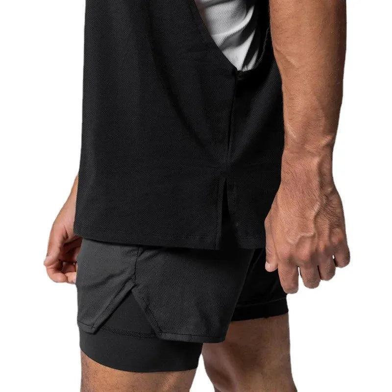 Cut Off Oversized Mesh Tank Top Men Gym Fitness Training Workout Quick Dry Bodybuilding Sleeveless Shirt Sports Fashion Clothing