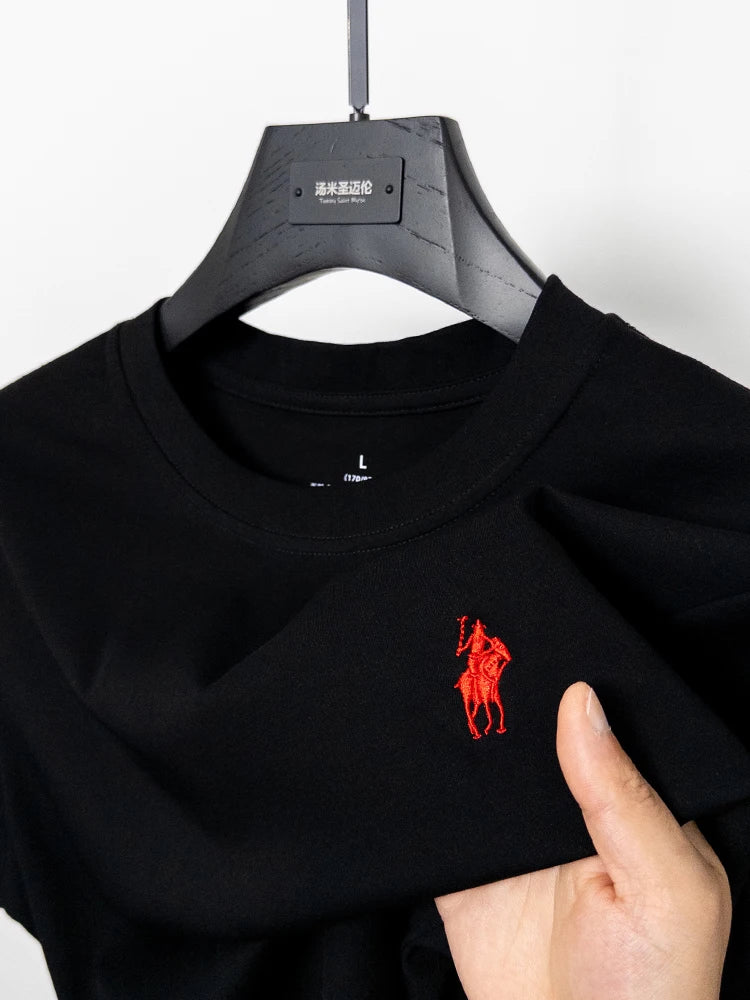 Cotton High End Brand Summer New Short Sleeved T-shirt High Quality Casual men Embroidered Classic Versatile O Neck Korean Top