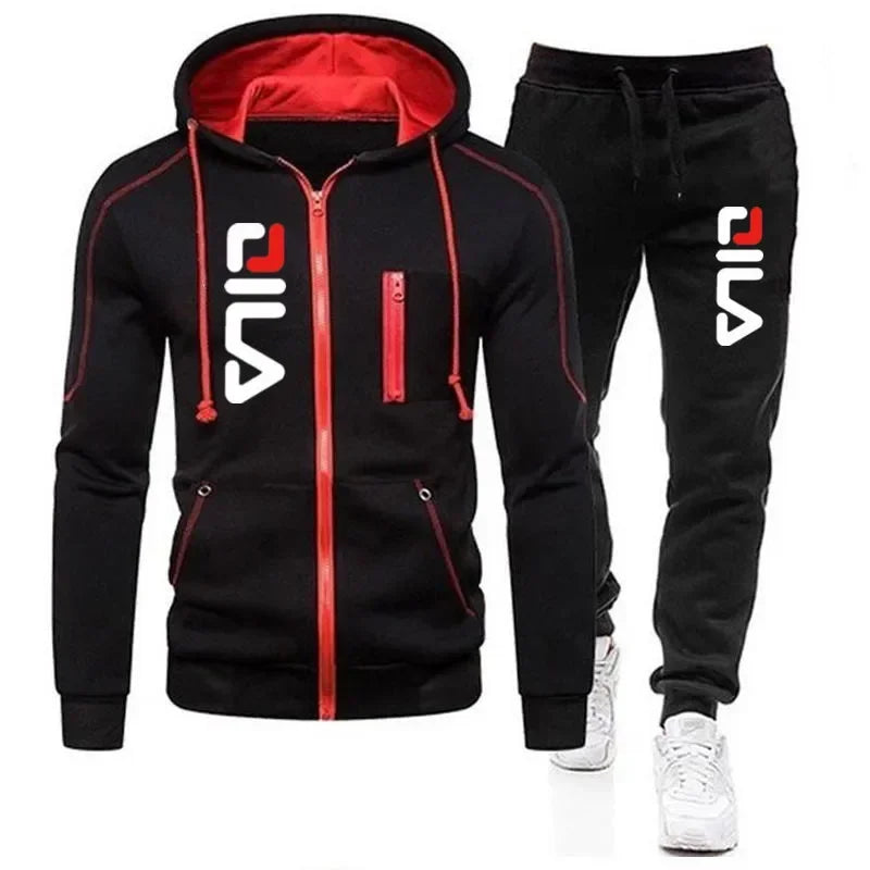 Men's casual zipper jacket hooded jumper + sweatpants