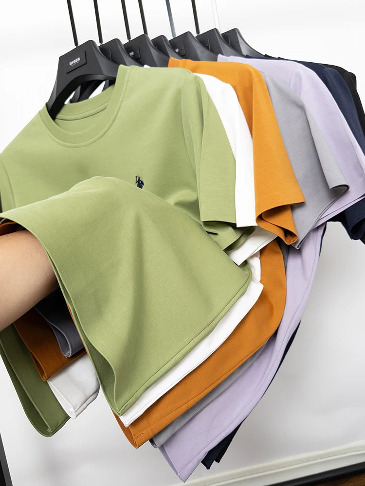 Cotton High End Brand Summer New Short Sleeved T-shirt High Quality Casual men Embroidered Classic Versatile O Neck Korean Top