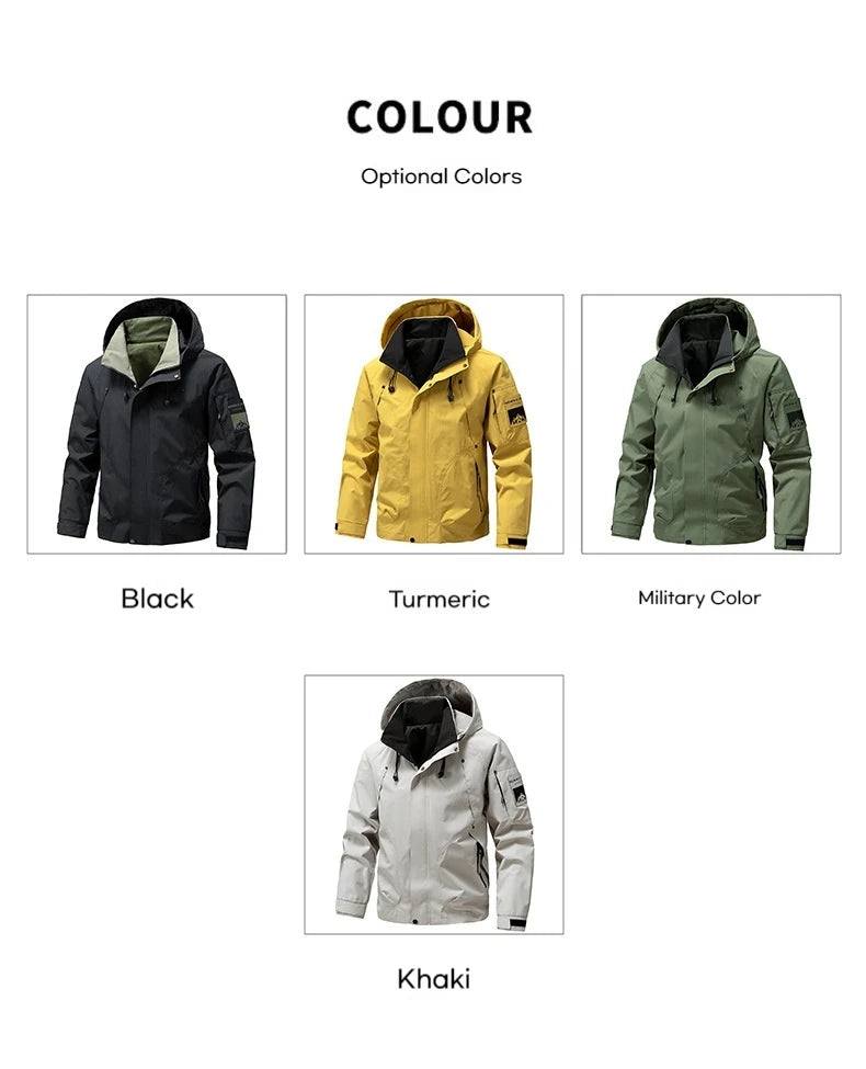 Windbreaker Cargo Jackets For Men Motorcycle Military Clothing Waterproof Male Hooded Jacket Camping Outdoor Hiking Men's Coat