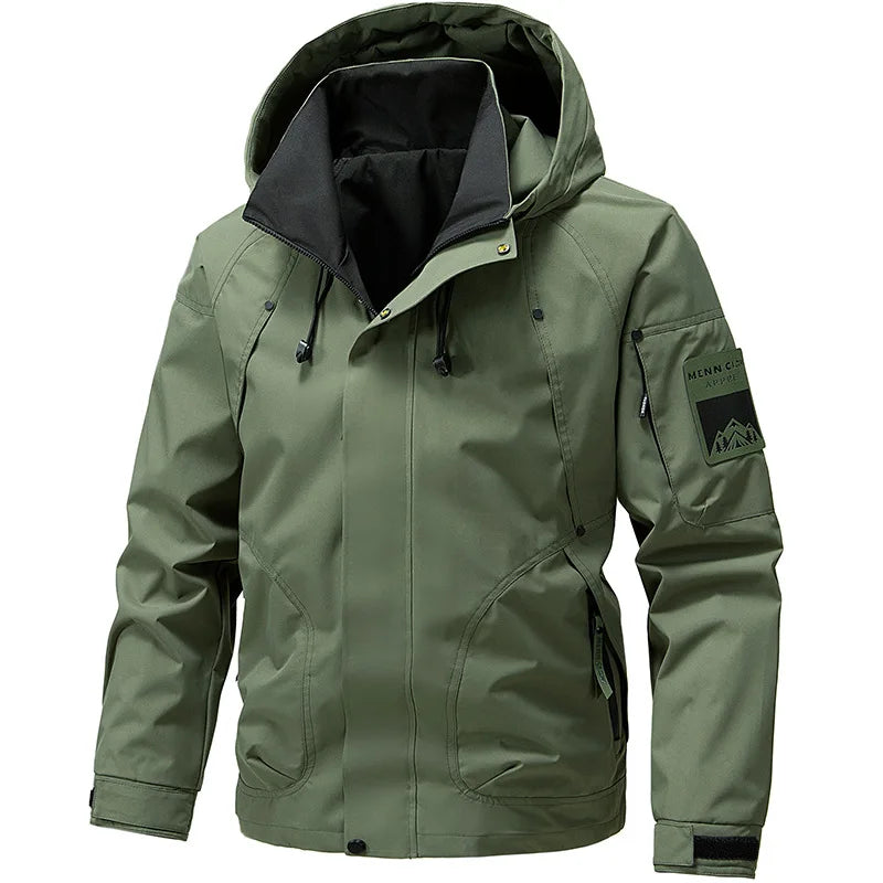 Windbreaker Cargo Jackets For Men Motorcycle Military Clothing Waterproof Male Hooded Jacket Camping Outdoor Hiking Men's Coat