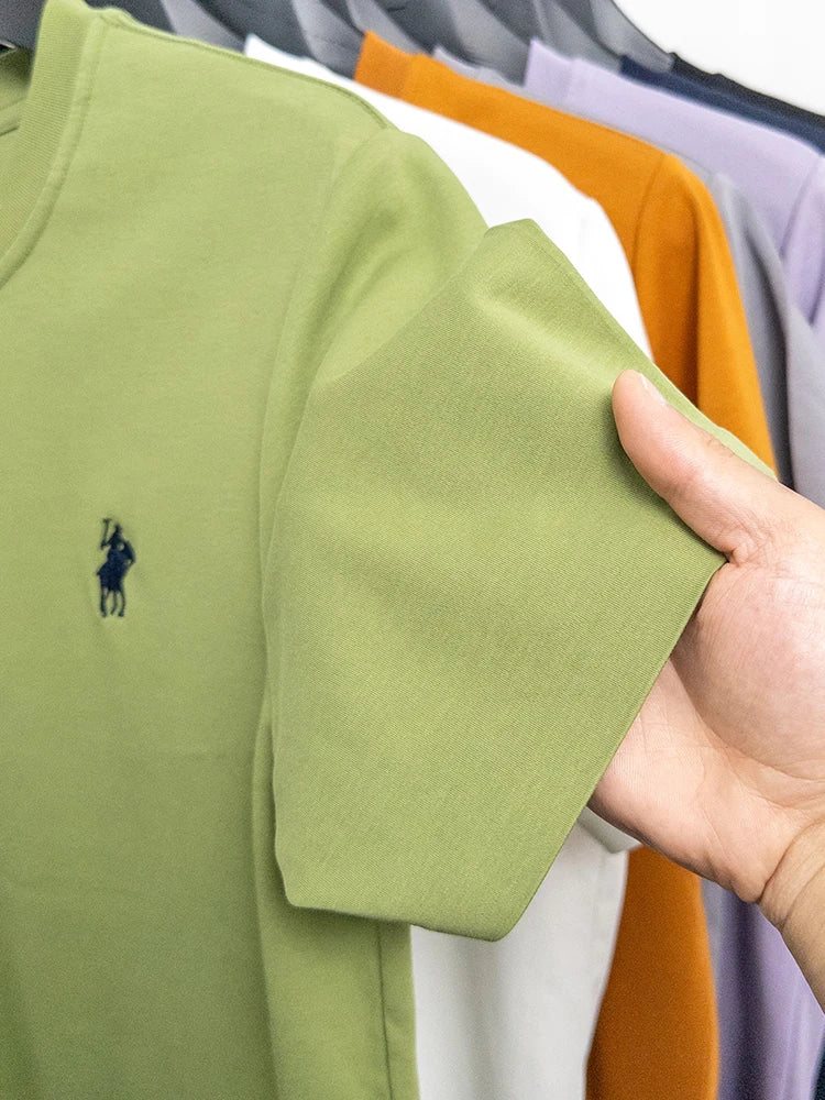 Cotton High End Brand Summer New Short Sleeved T-shirt High Quality Casual men Embroidered Classic Versatile O Neck Korean Top