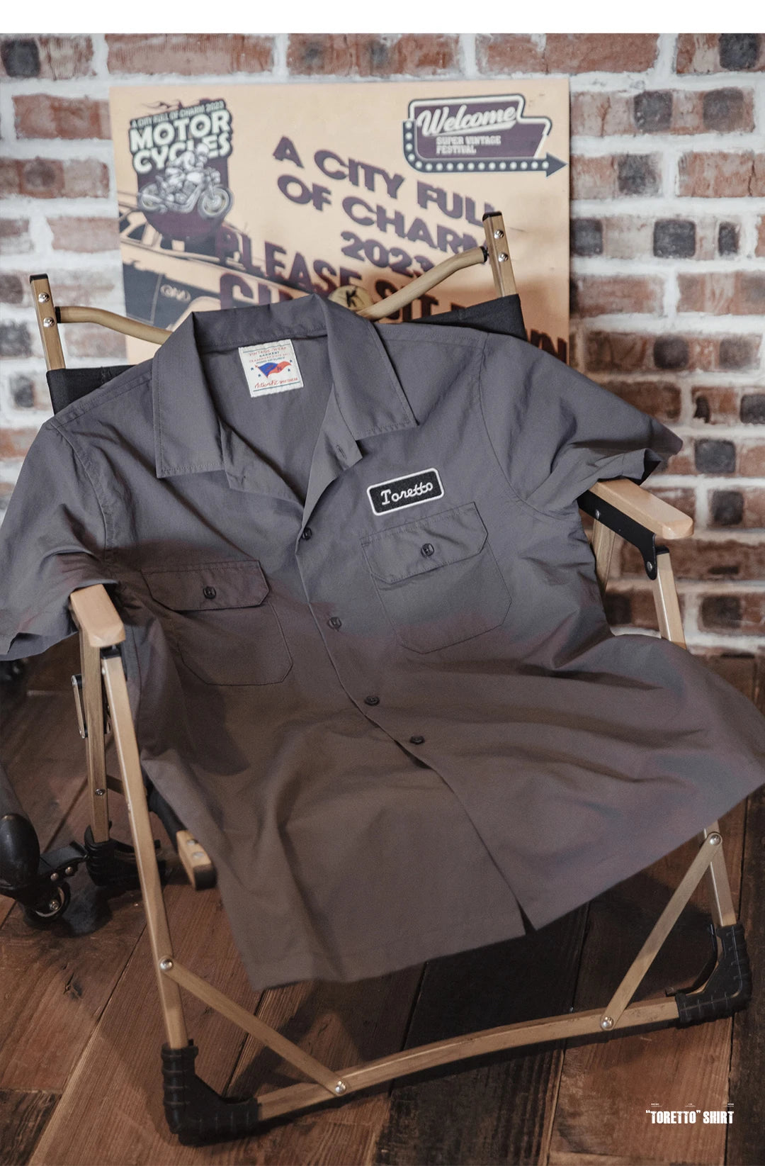 Maden Retro Toretto Short-sleeved Shirt Dark Gray Single-Breasted Large Size Lapel Thin Shirt for Men's Summer Tops