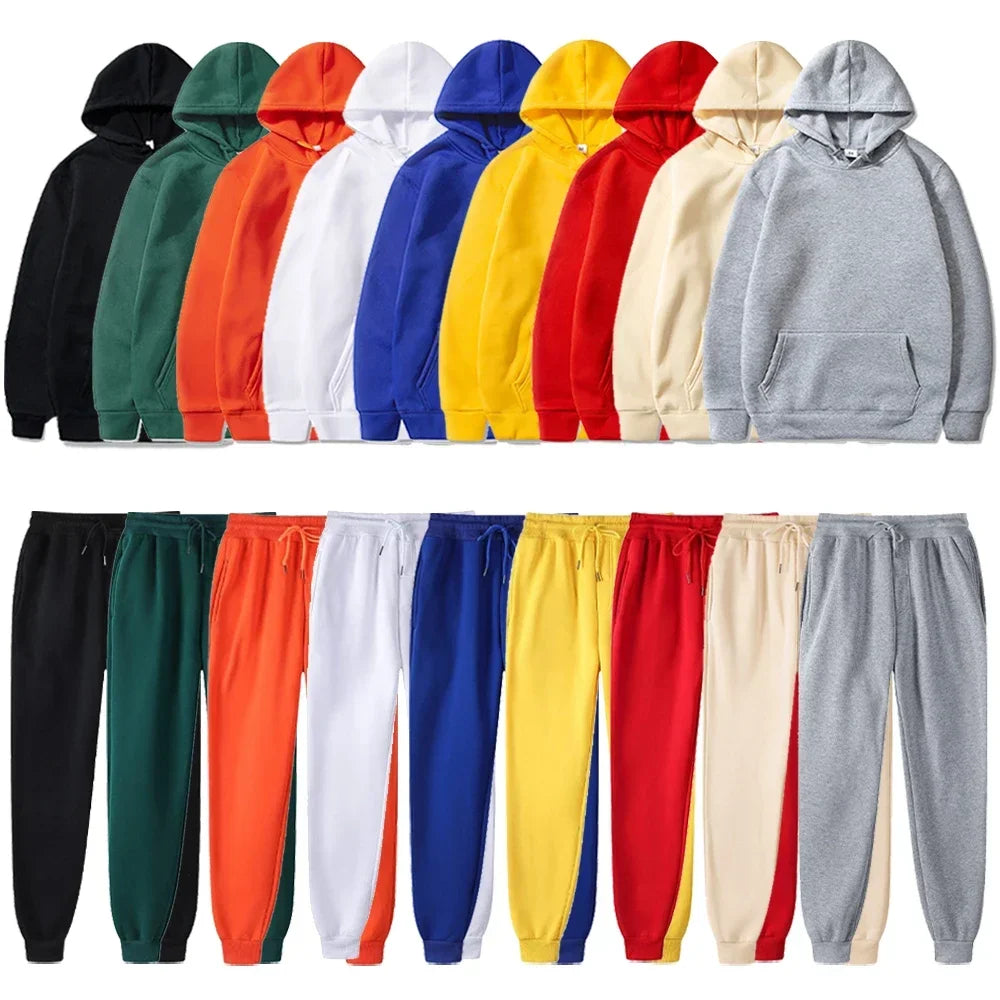 Basic Fleece Hoodies And Sweat Pants Set Men Jogger Wholesale Track Suit Sportswear Tracksuits Unisex Ensemble Jogging Homme