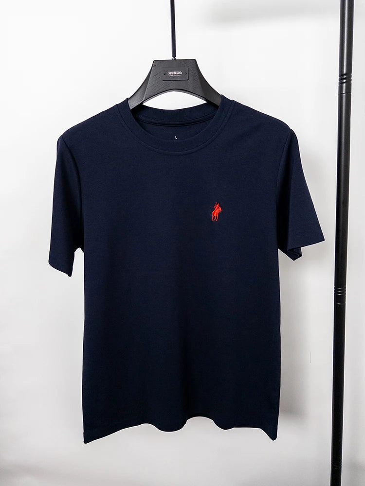 Cotton High End Brand Summer New Short Sleeved T-shirt High Quality Casual men Embroidered Classic Versatile O Neck Korean Top