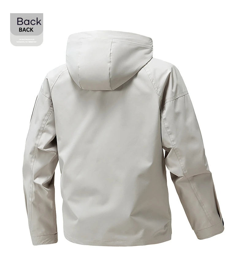 Windbreaker Cargo Jackets For Men Motorcycle Military Clothing Waterproof Male Hooded Jacket Camping Outdoor Hiking Men's Coat