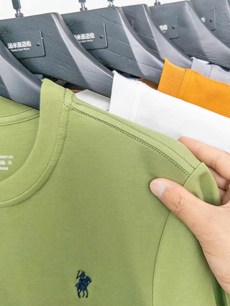 Cotton High End Brand Summer New Short Sleeved T-shirt High Quality Casual men Embroidered Classic Versatile O Neck Korean Top