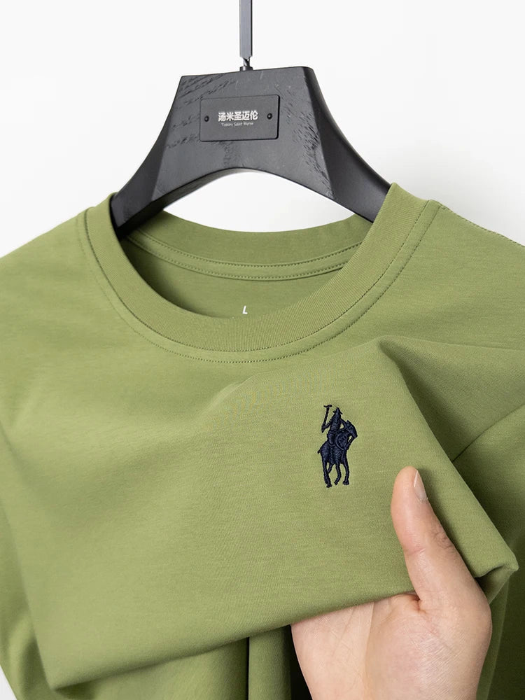 Cotton High End Brand Summer New Short Sleeved T-shirt High Quality Casual men Embroidered Classic Versatile O Neck Korean Top