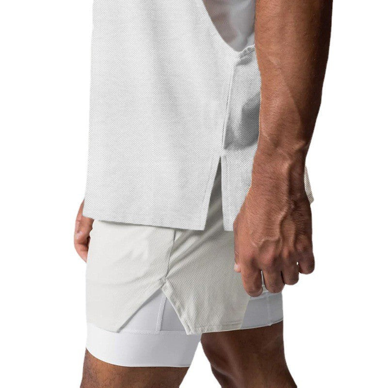 Cut Off Oversized Mesh Tank Top Men Gym Fitness Training Workout Quick Dry Bodybuilding Sleeveless Shirt Sports Fashion Clothing