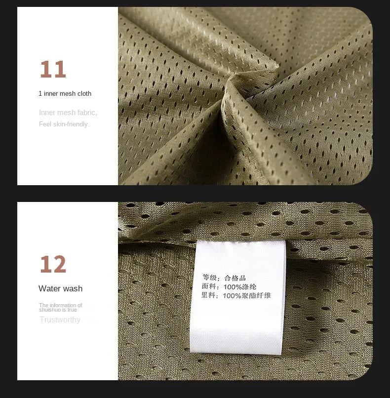 Summer Vest Men's Work Vest Large Size Golf Sleeveless Jacket Tactical windbreaker Hunting Camping Fishing waterproof Coat Parka