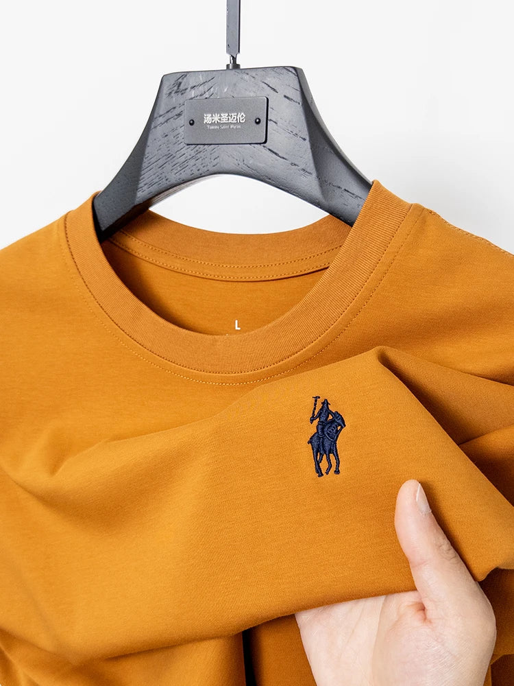 Cotton High End Brand Summer New Short Sleeved T-shirt High Quality Casual men Embroidered Classic Versatile O Neck Korean Top