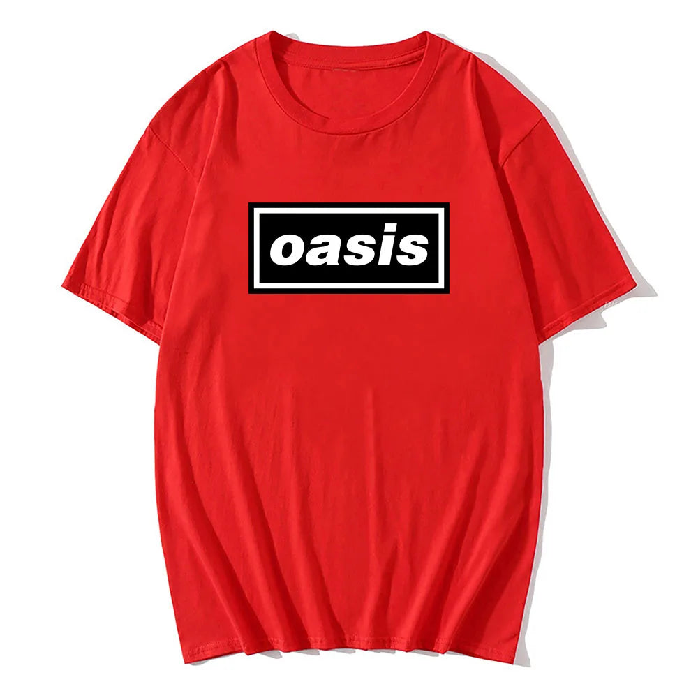Hip Hop Streetwear Live'25 Oasis-s Band Tshirts Round Neck Cotton Unisex Tee-shirt Summer Casual Graphic Printing T-shirt Male