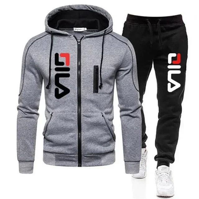 Men's casual zipper jacket hooded jumper + sweatpants