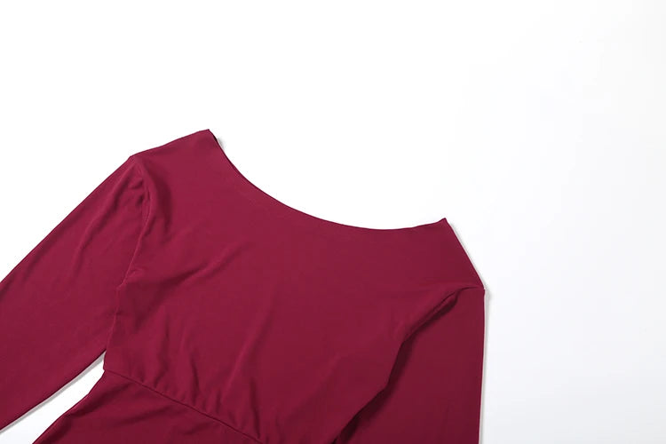 Kliou Female Elegant Mini Dress Autumn Trend Slash Neck Backless Full Sleeve Wrap Hip Street Fashion Basic Classic Style Bodycon