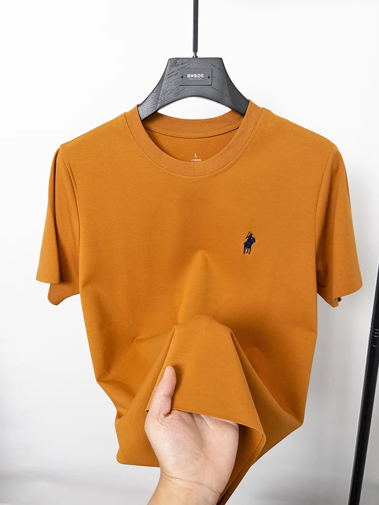 Cotton High End Brand Summer New Short Sleeved T-shirt High Quality Casual men Embroidered Classic Versatile O Neck Korean Top