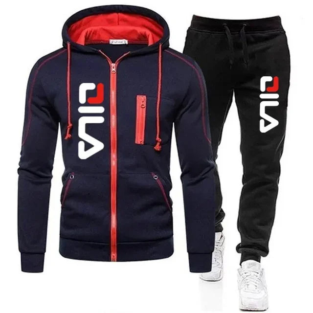 Men's casual zipper jacket hooded jumper + sweatpants