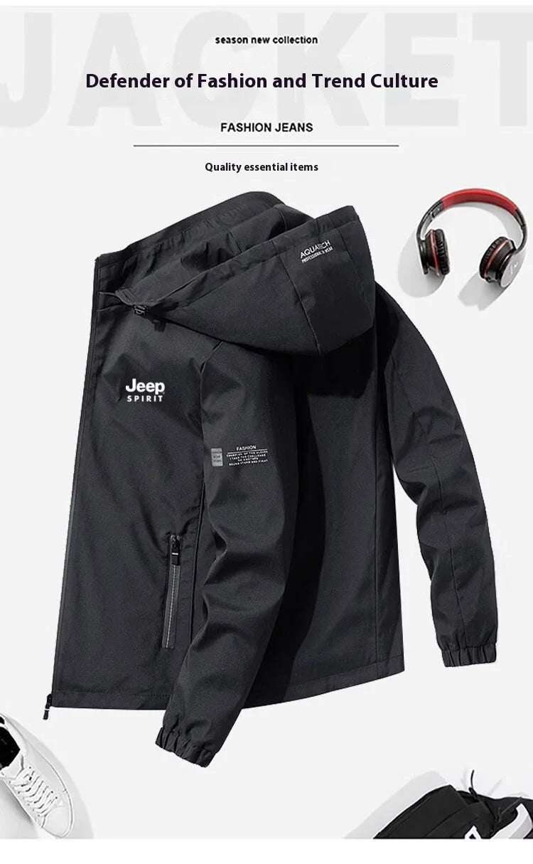 Jeep Spirit Jacket Men Autumn Winter Plus Down Warm Hooded Sports Top New Versatile Casual Coat