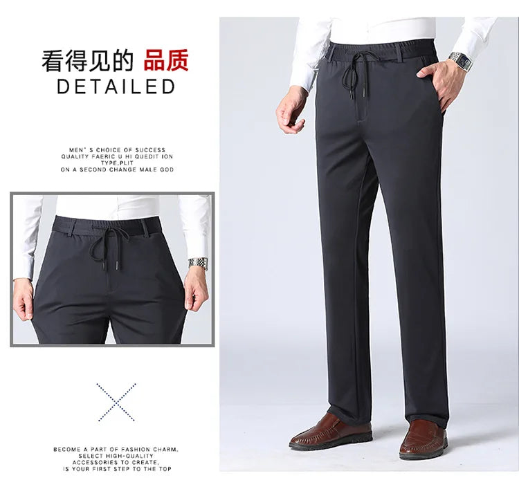 Men's Oversize Business Pants New Elastic Waist Formal Trousers Plus size