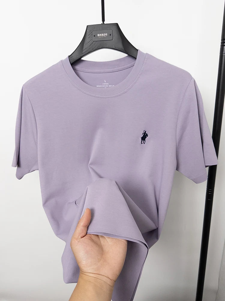 Cotton High End Brand Summer New Short Sleeved T-shirt High Quality Casual men Embroidered Classic Versatile O Neck Korean Top