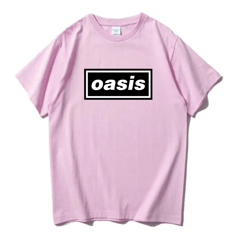 Hip Hop Streetwear Live'25 Oasis-s Band Tshirts Round Neck Cotton Unisex Tee-shirt Summer Casual Graphic Printing T-shirt Male