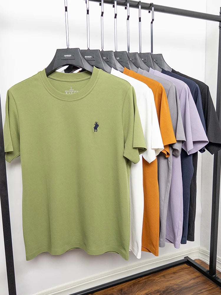 Cotton High End Brand Summer New Short Sleeved T-shirt High Quality Casual men Embroidered Classic Versatile O Neck Korean Top