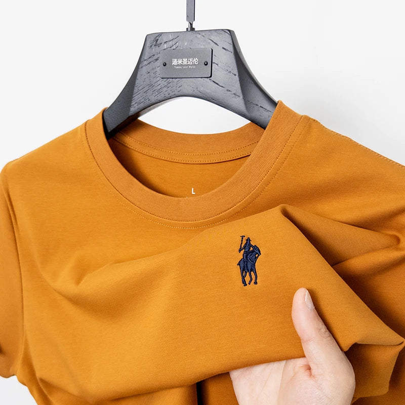 Cotton High End Brand Summer New Short Sleeved T-shirt High Quality Casual men Embroidered Classic Versatile O Neck Korean Top