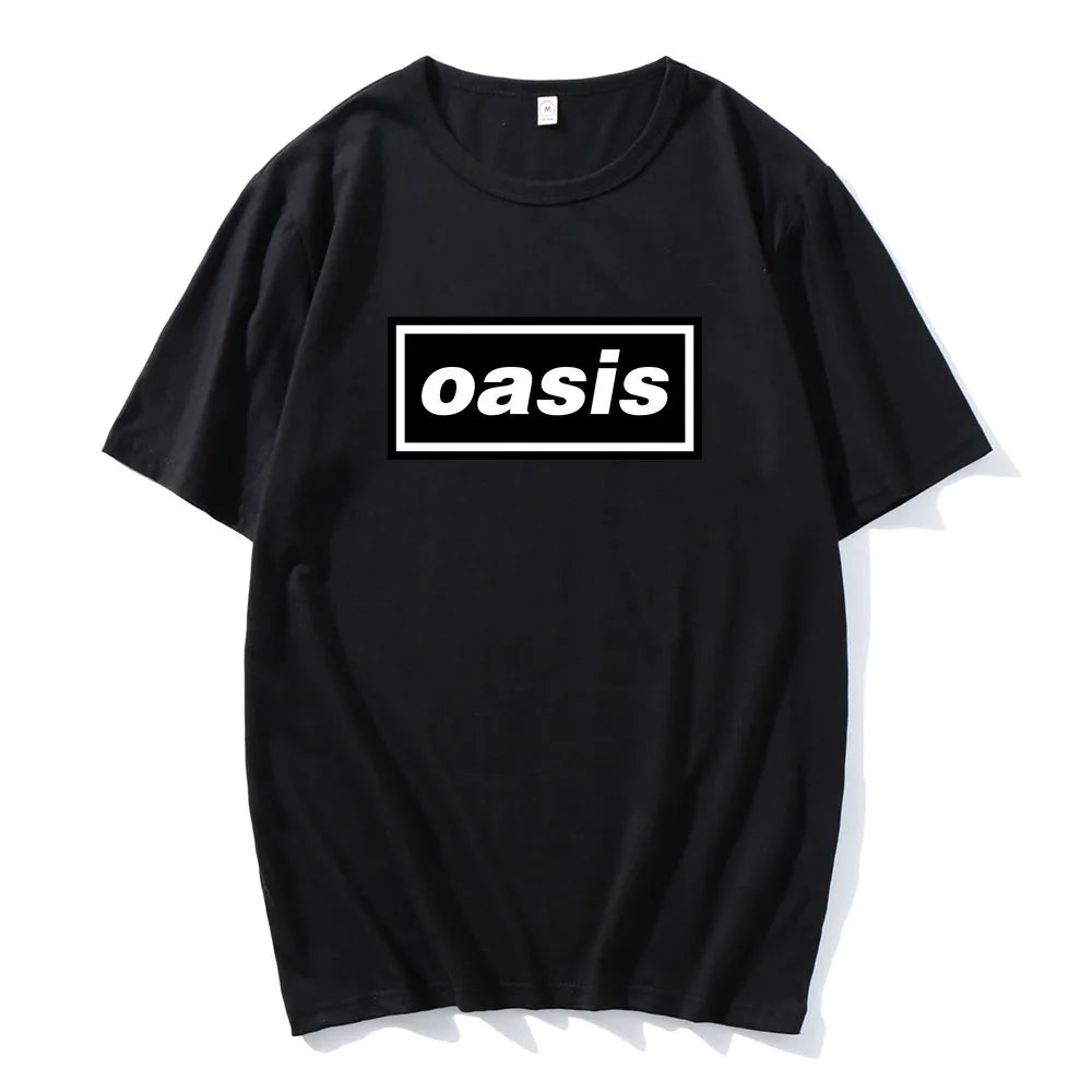 Hip Hop Streetwear Live'25 Oasis-s Band Tshirts Round Neck Cotton Unisex Tee-shirt Summer Casual Graphic Printing T-shirt Male