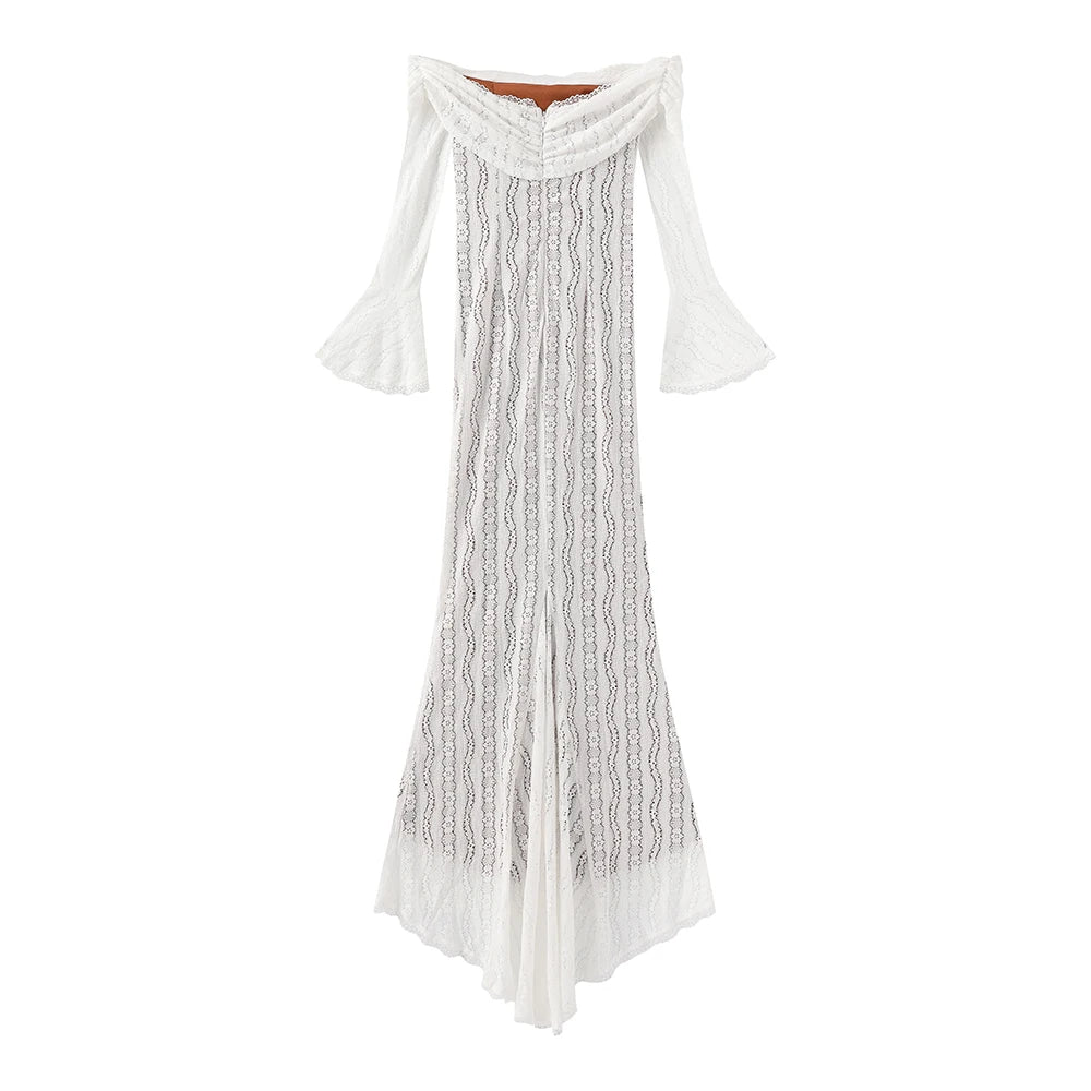 Suninheart White Evening Dresses for Events Red Long Sleeve Lace Elegant Party Dresses