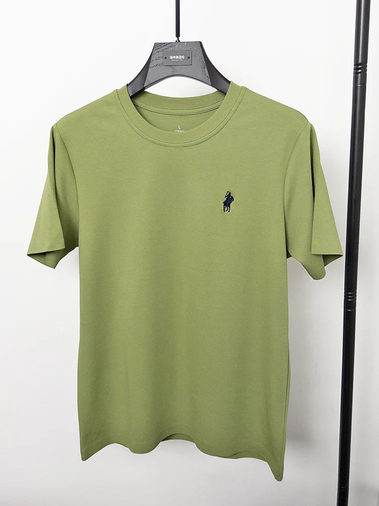Cotton High End Brand Summer New Short Sleeved T-shirt High Quality Casual men Embroidered Classic Versatile O Neck Korean Top