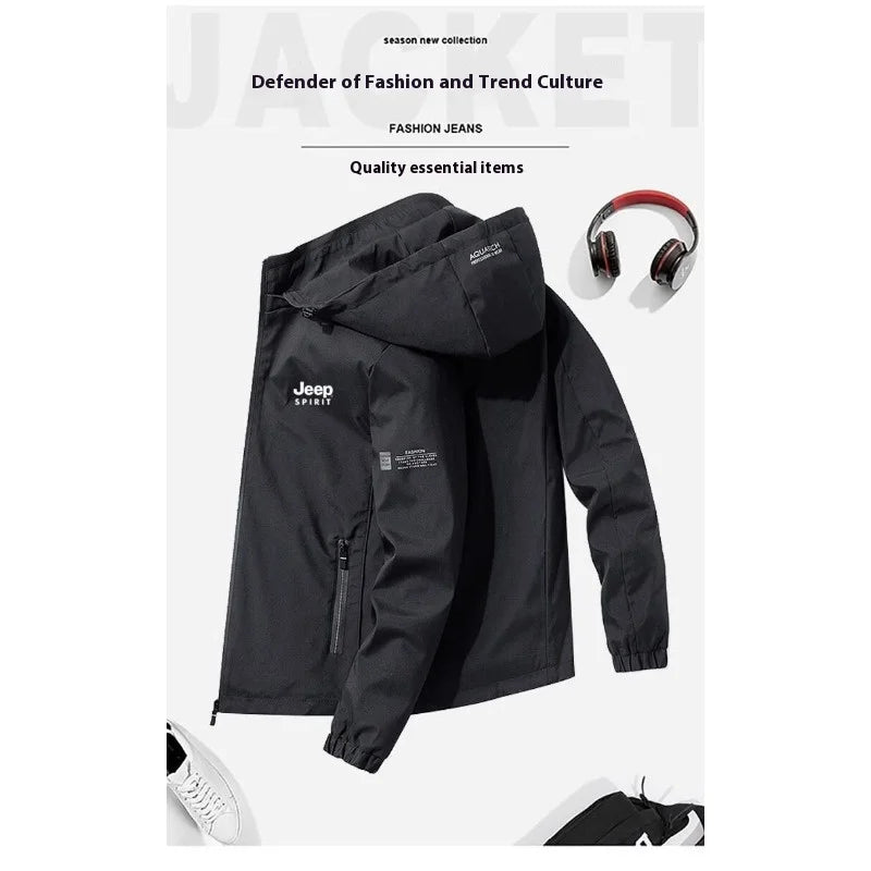 Jeep Spirit Jacket Men Autumn Winter Plus Down Warm Hooded Sports Top New Versatile Casual Coat