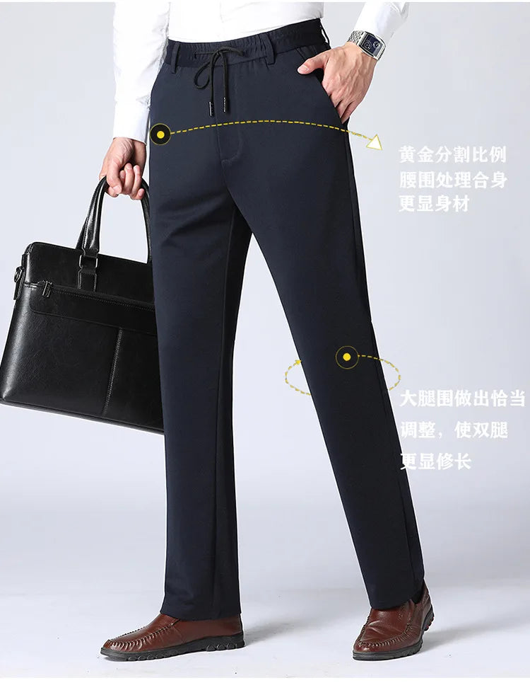 Men's Oversize Business Pants New Elastic Waist Formal Trousers Plus size