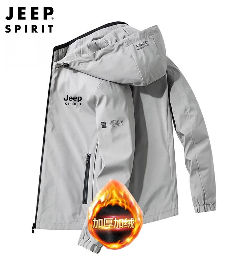 Jeep Spirit Jacket Men Autumn Winter Plus Down Warm Hooded Sports Top New Versatile Casual Coat